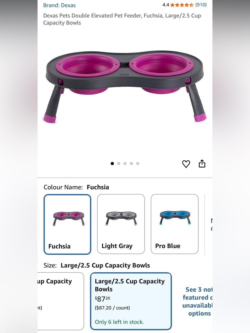 Dexas Double Elevated Pet Feeder – BNWT – Fuchsia Pink 🩷🐾 Large Size Travel